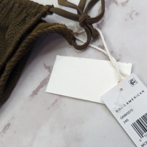 Good American Swim Bottom Women 7 8 4X 5X Mocha Brown Crinkle Tiny Ties Bikini - Picture 4 of 12